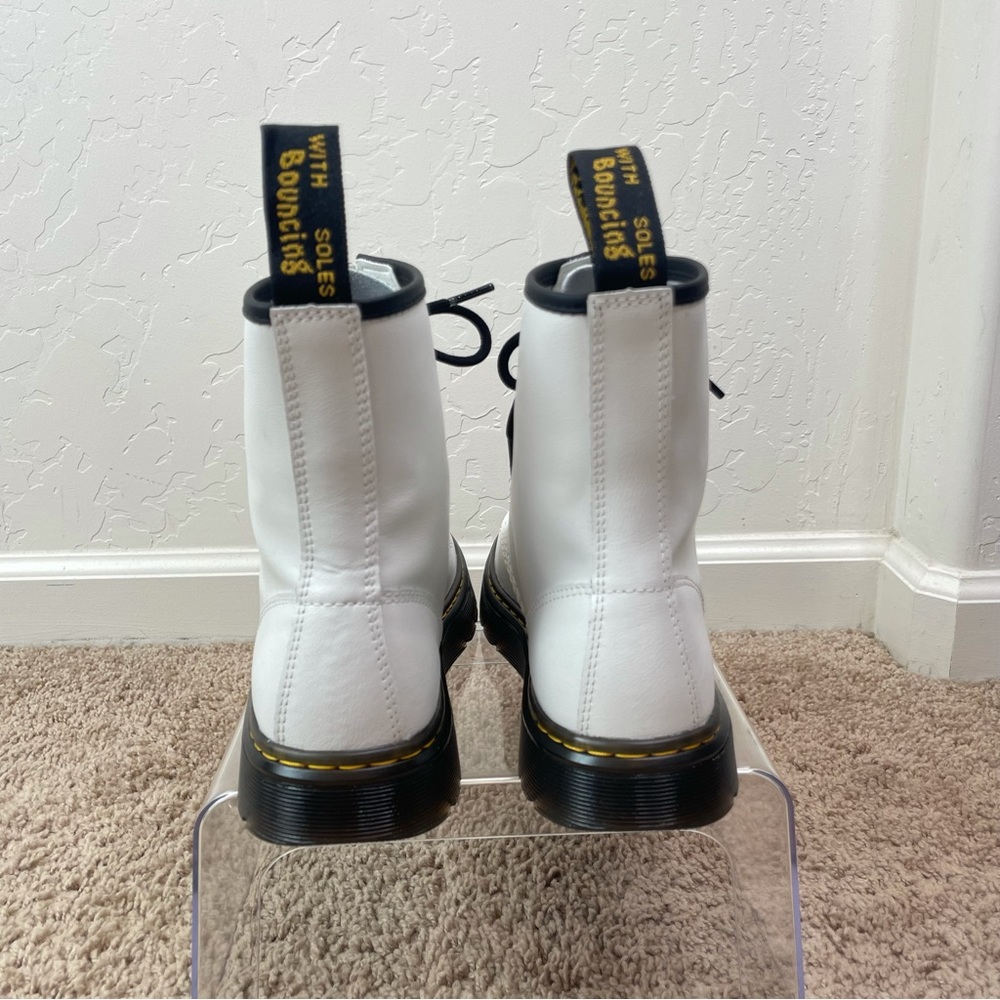 NEW Dr. Martens Docs Zavala White Coated Leather Lace-Up Combat Ankle Boots - Picture 6 of 16